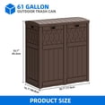 thumbnail image 5 of Dextrus 76 Gal Resin Outdoor Garbage Bin, Dual Can Design, Tiered Lid & Drip Tray, Dark Brown, 5 of 10