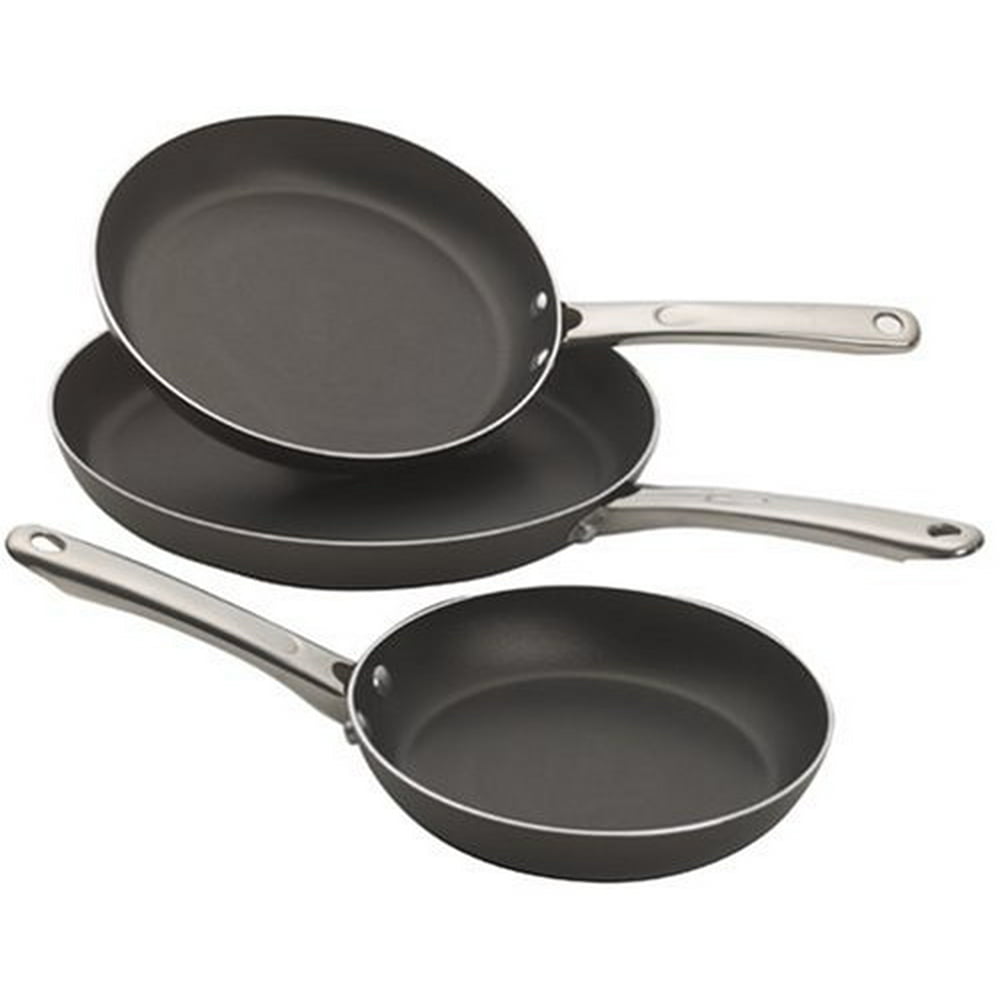 Farberware Kitchen Ease Aluminum Nonstick 3Piece Skillet Set, Black
