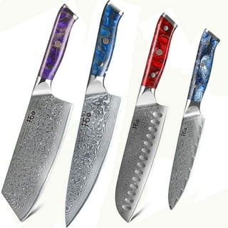  Kitchen Damascus Knife Set Japanese VG-10 Steel Knives Block Set  Shadow Wood Handle for Chef Knife Set High Carbon Core Stainless Steel Full  Tang Kitchen Knife Set with Block (8 Piece)