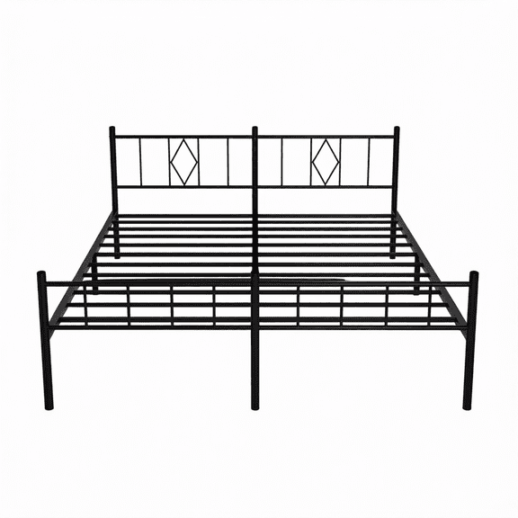 California King Metal Platform Bed Frame with Headboard and Footboard, Heavy Duty Steel Slat Support, No Box Spring Needed, Black