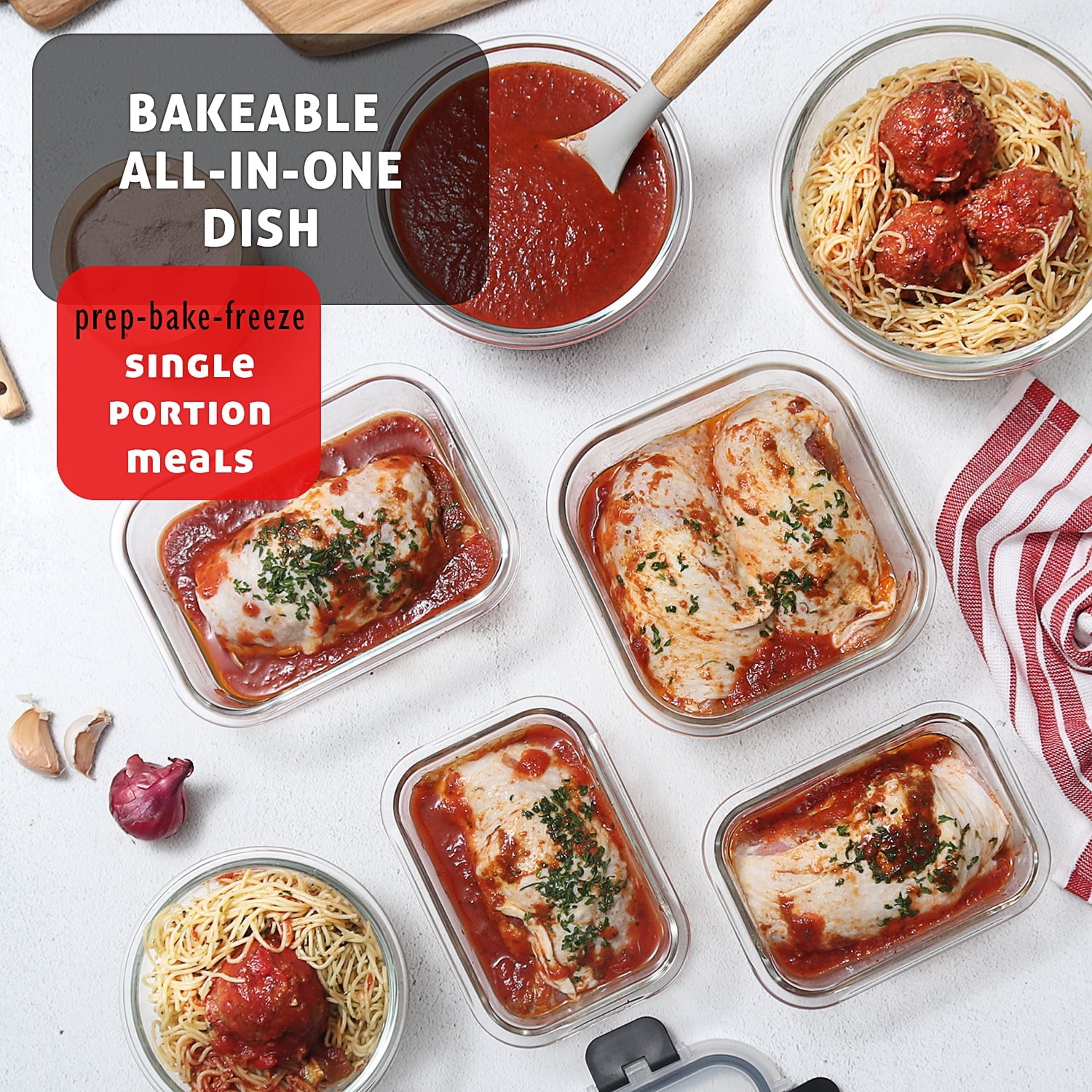 24 Piece Glass Food Storage Containers with Lids Leak Proof Airtight Bento Lunch Boxes,Oven & Freezer Safe Kitchen Storage Set(12 Containers+12 Lids)