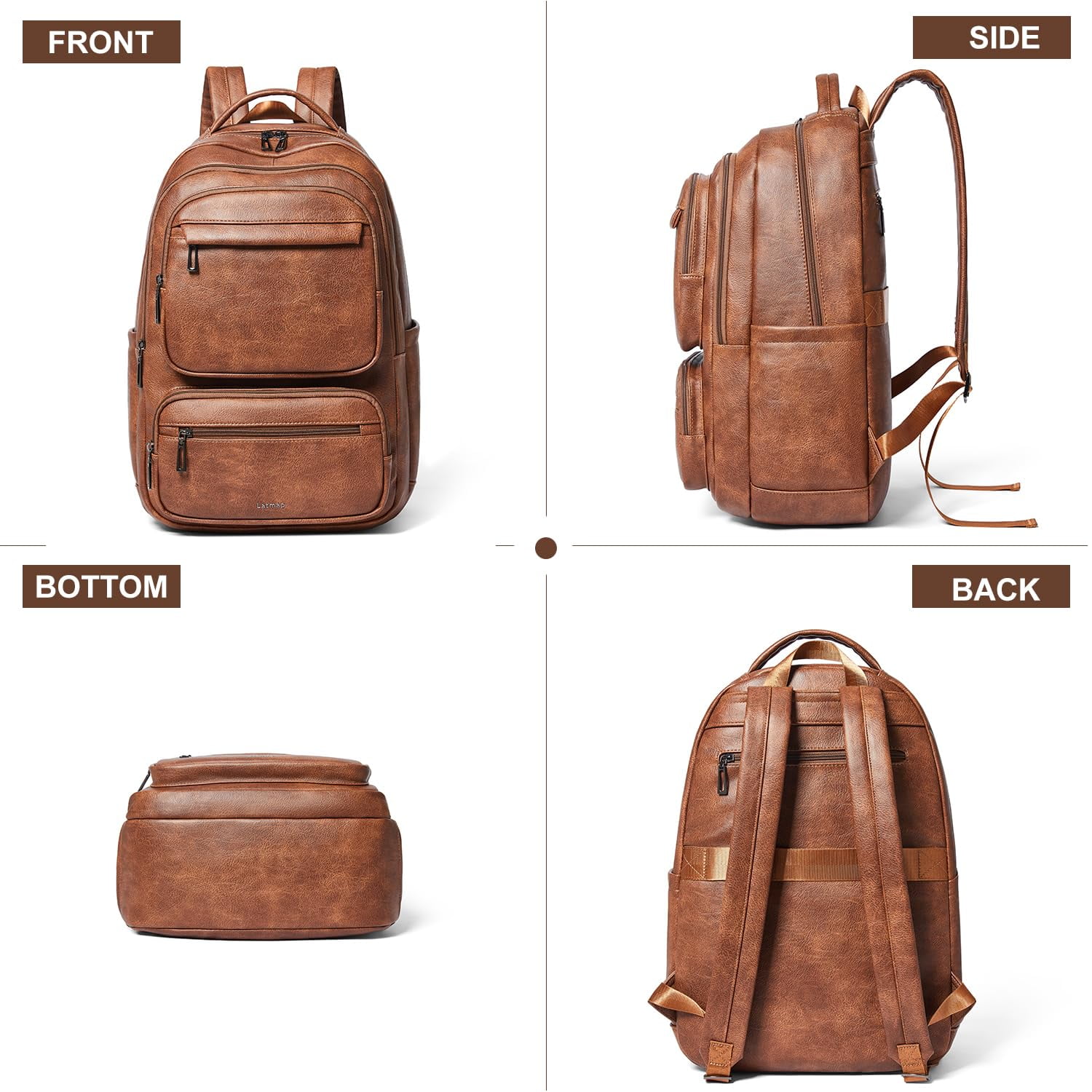 43L Backpack Purse for Women Travel Backpack Leather Large Women 17 16 15.6 Inch Laptop Bag Handbags For Travel Work College Large Brown