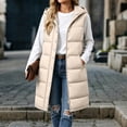 thumbnail image 5 of Women's Hooded Vest Mid Length Zip Front Snap Button Sleeveless Warm Winter Vest, 5 of 9