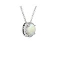 thumbnail image 4 of 2.20 T.C.W Excellent Round Cut Opal Gemstone Real Diamond Stunning Halo Necklace for her in Solid 18K White Gold With 18 inches Chain, 4 of 5