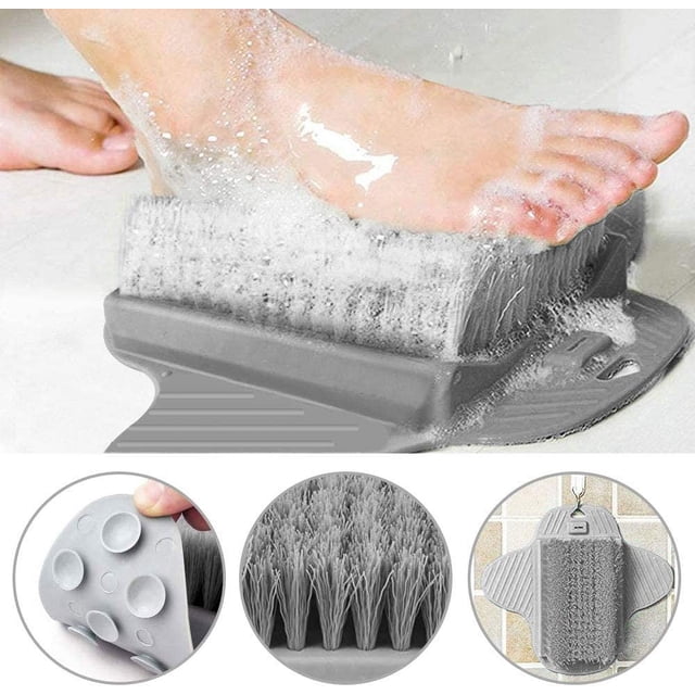 Cepillo para fregar pies, masajeador de pies, cepillo de ducha con ventosas antideslizantes y estera de masaje de acupresión suave para el cuidado de los pies