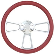 5-bolt Steering Wheel 14 Inch Aluminum with Burgundy Wrap and Horn