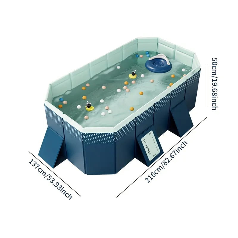 OlurrisaDurable Inflatable PVC Pool – 2.1m Blue Garden Swimming Pool with Foldable Storage, Easy Installation & Large Water Capacity (82x54x19in)​​
