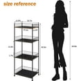thumbnail image 3 of 4 Tier Bathroom Storage Rack Metal Shelving Unit Organizer with Wood Shelves, Black, 3 of 7