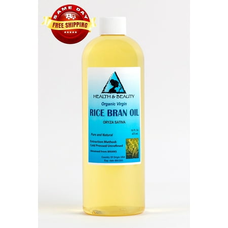 Rice Bran Oil Organic Carrier Unrefined Cold Pressed Virgin Raw Pure 16 oz
