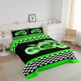 thumbnail image 3 of Erosebridal Cool Motorcycle Bedding Sets Twin with Comforter, Honeycomb Duvet Insert, Checkered Flag Decor, Breathable 2-Piece, 3 of 8