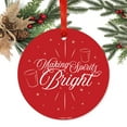 thumbnail image 2 of Funny Round Metal Christmas Ornament, Making Spirits Bright, Shot Glass Graphic, Includes Ribbon and Gift Bag, 2 of 2