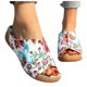thumbnail image 3 of Bmisegm Ladies Summer Retro Colour Blocking Flowers Leather Hollow Breathable Slope with Thick Bottom Large Size Fish Mouth Sandals Slippers Summer White 6.5, 3 of 9