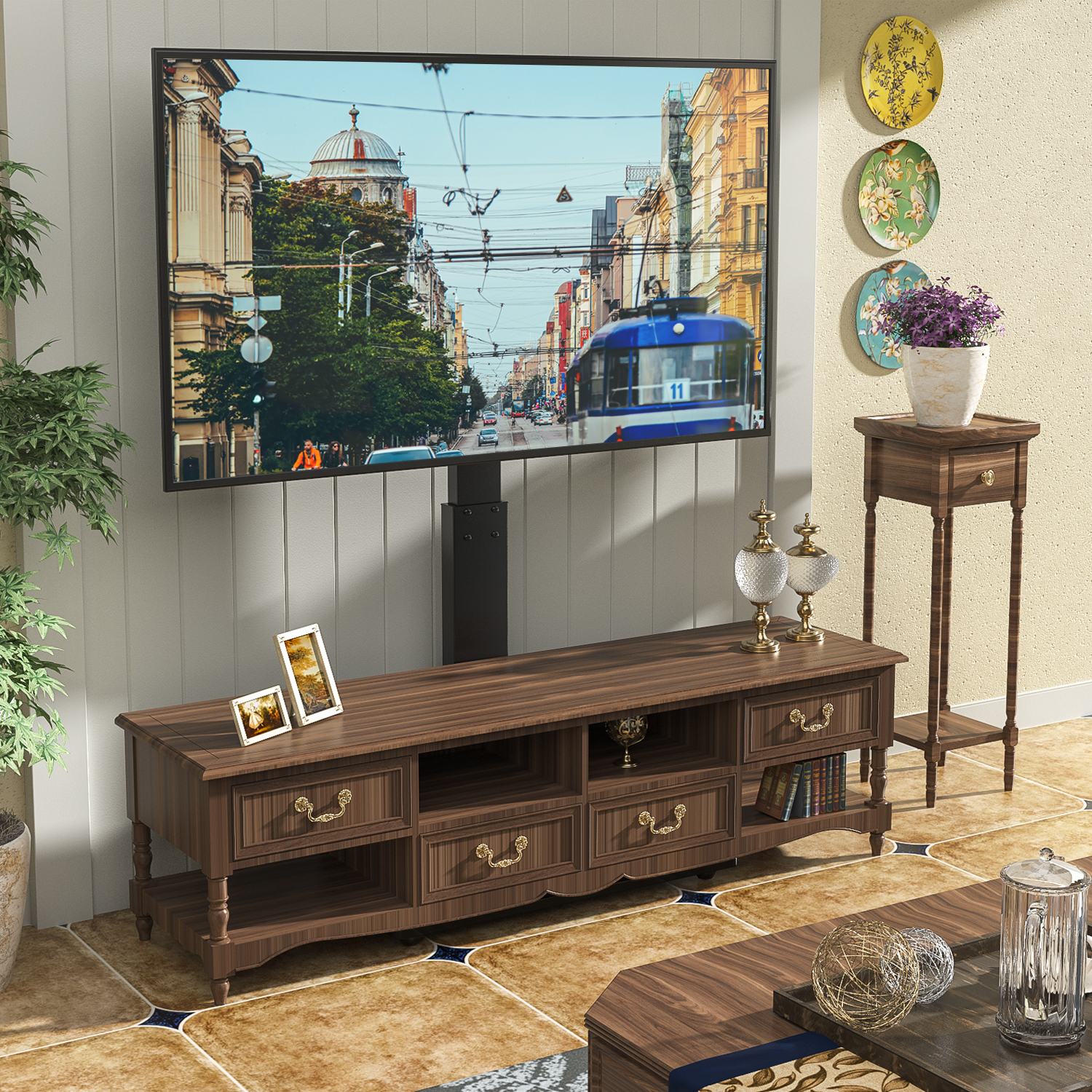 TAVR Modern Swivel Floor TV Stand Base for TVs up to 70 inch Black TV Mount - image 3 of 7