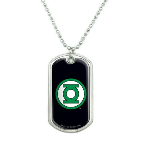 Green Lantern Logo Military Dog Tag Pendant Necklace with Chain