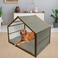 thumbnail image 2 of Geometric Pet House, Wavy Vertical Old Fashion Ornamental Tiles Boho Design, Outdoor & Indoor Portable Dog Kennel with Pillow and Cover, 5 Sizes, Charcoal Grey Yellow, by Ambesonne, 2 of 4