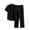 Black, variant on JUUYY Men's 2 Piece Set Pleated Texture Button Down Short Sleeve Collar Shirt Relaxed Fit Elastic Waist Long Pants Vacation Outfit Sky Blue XXL