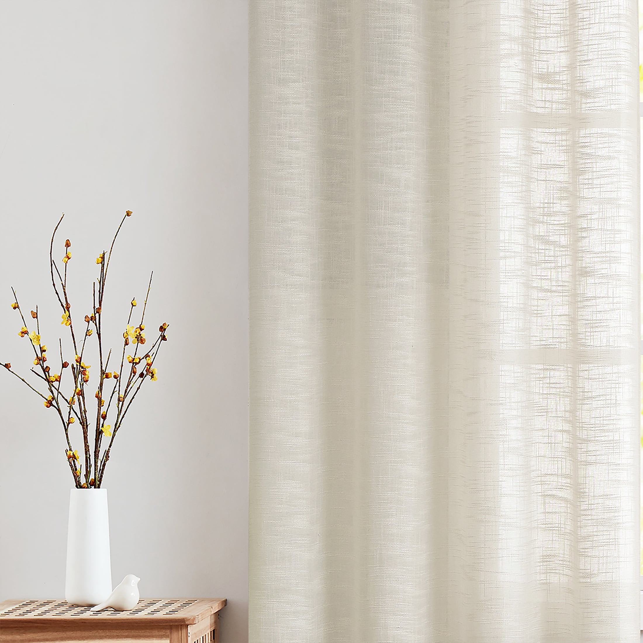 Decoultimatex Textured Beige Semi Sheer Curtains, 52" x 84" (2 Panels)