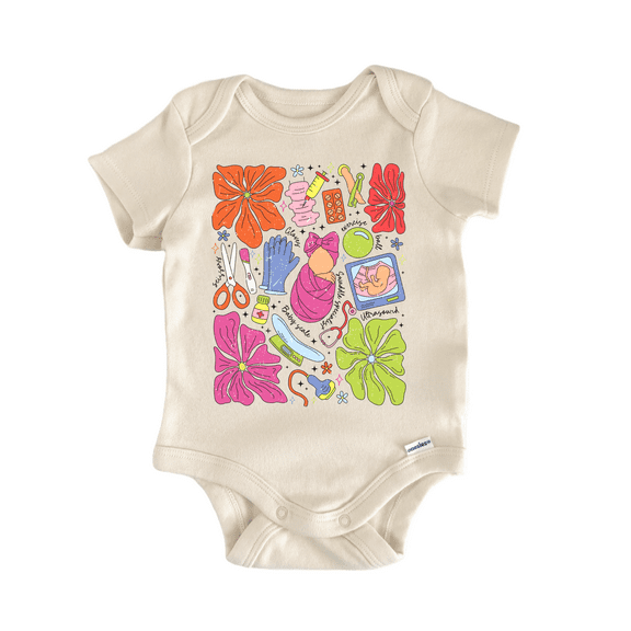 Nurse Floral Groovy Newborn Baby Bodysuit