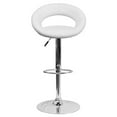 thumbnail image 3 of Bowery Hill 24" Contemporary Vinyl Adjustable Rounded Back Bar Stool in White, 3 of 10