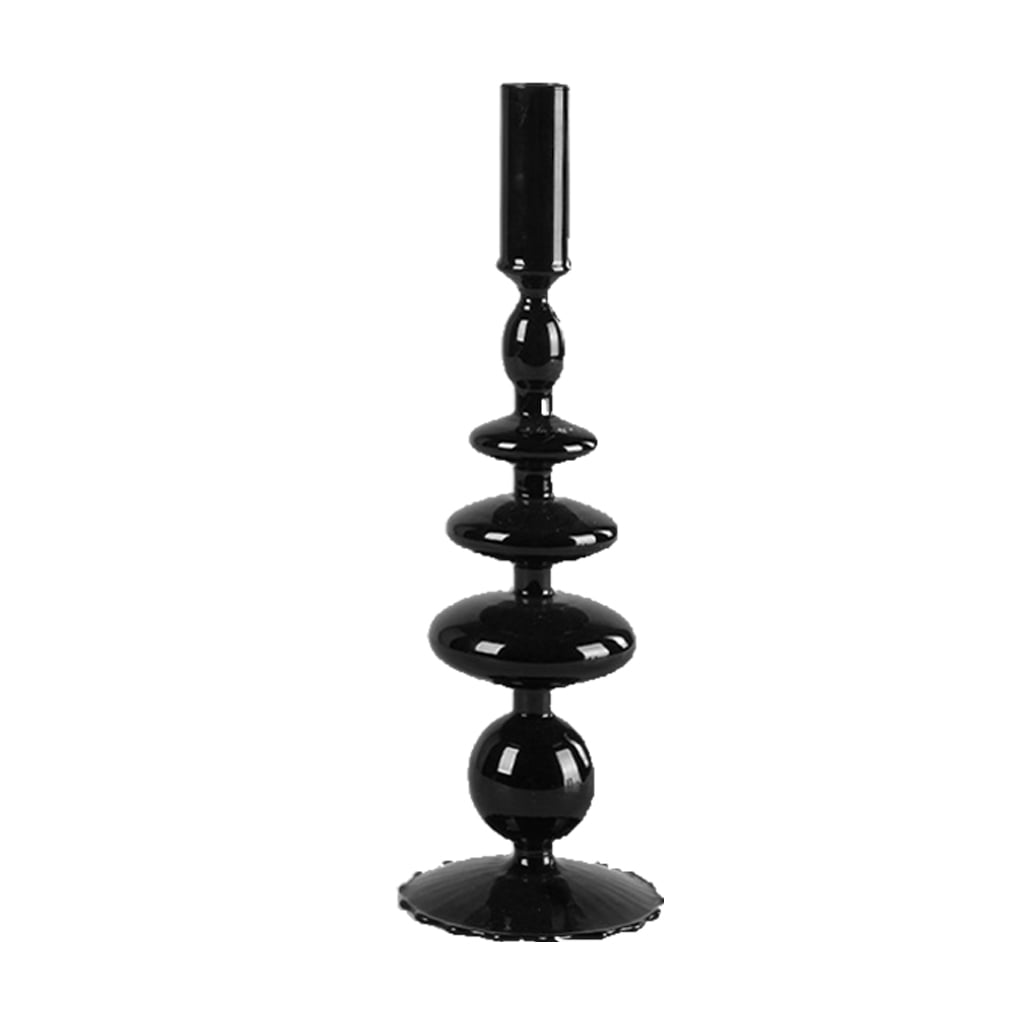 Candle Holder Stand Black Glass for Candlesticks Table Centerpieces