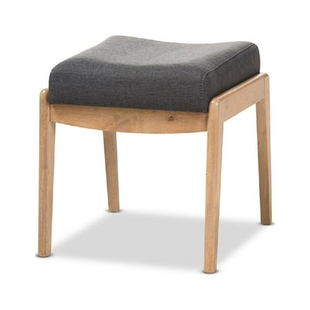 Baxton Studio Wera Mid-Century Retro Modern Dark Grey Fabric Ottoman