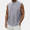 thumbnail image 2 of ADSSDQ Mens Sleeveless Tank Tops Workout Athletic Muscle Gym Shirt Casual Summer Beach T Shirts Gray M, 2 of 5