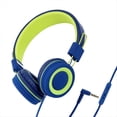 thumbnail image 1 of Auriculares para Niños Auriculares con Cable Colorido Computadora Portátil Tableta Teléfono para Aprender en Línea Auriculares de Clase,Azul+Verde, 1 of 7