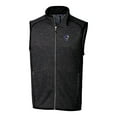 thumbnail image 2 of Men's Cutter & Buck Heather Charcoal Kansas Jayhawks Mainsail Sweater-Knit Big & Tall Full-Zip Vest, 2 of 3