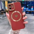 thumbnail image 5 of for iPhone 12 Case Compatible with MagSafe, Luxury Love Heart Soft Phone Case, Full Camera Lens Protection Magnetic Case for iPhone 12 for Women Girls (6.1") - Red, 5 of 10