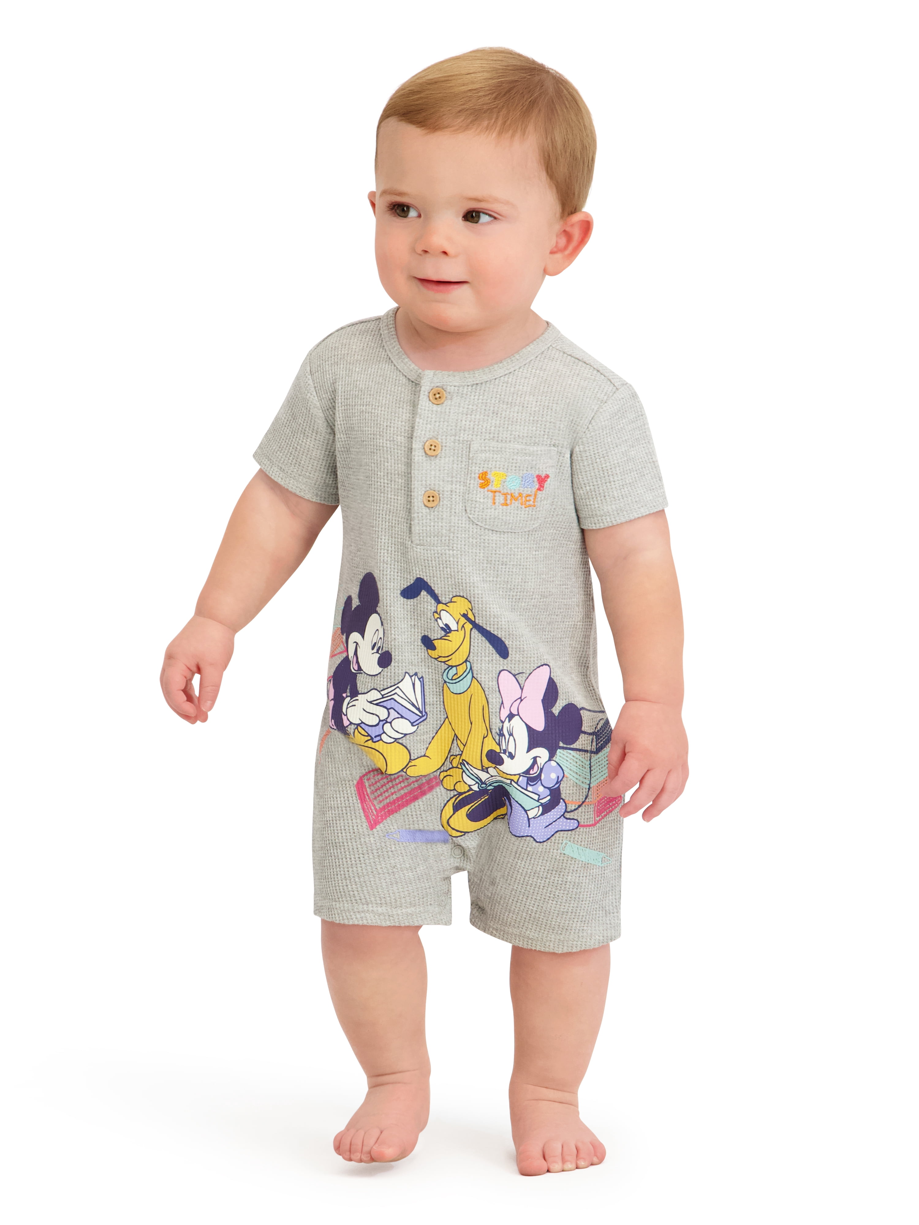 Mickey & Friends Baby Boy 2 Pack Rompers, Sizes 0/3 Months-24 Months