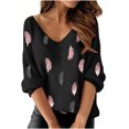 thumbnail image 2 of Aloohaidyvio Tops and Blouses ,Women Print Long Sleeve V-Neck Blouse Pullover Tunic Tops Shirt, 2 of 6