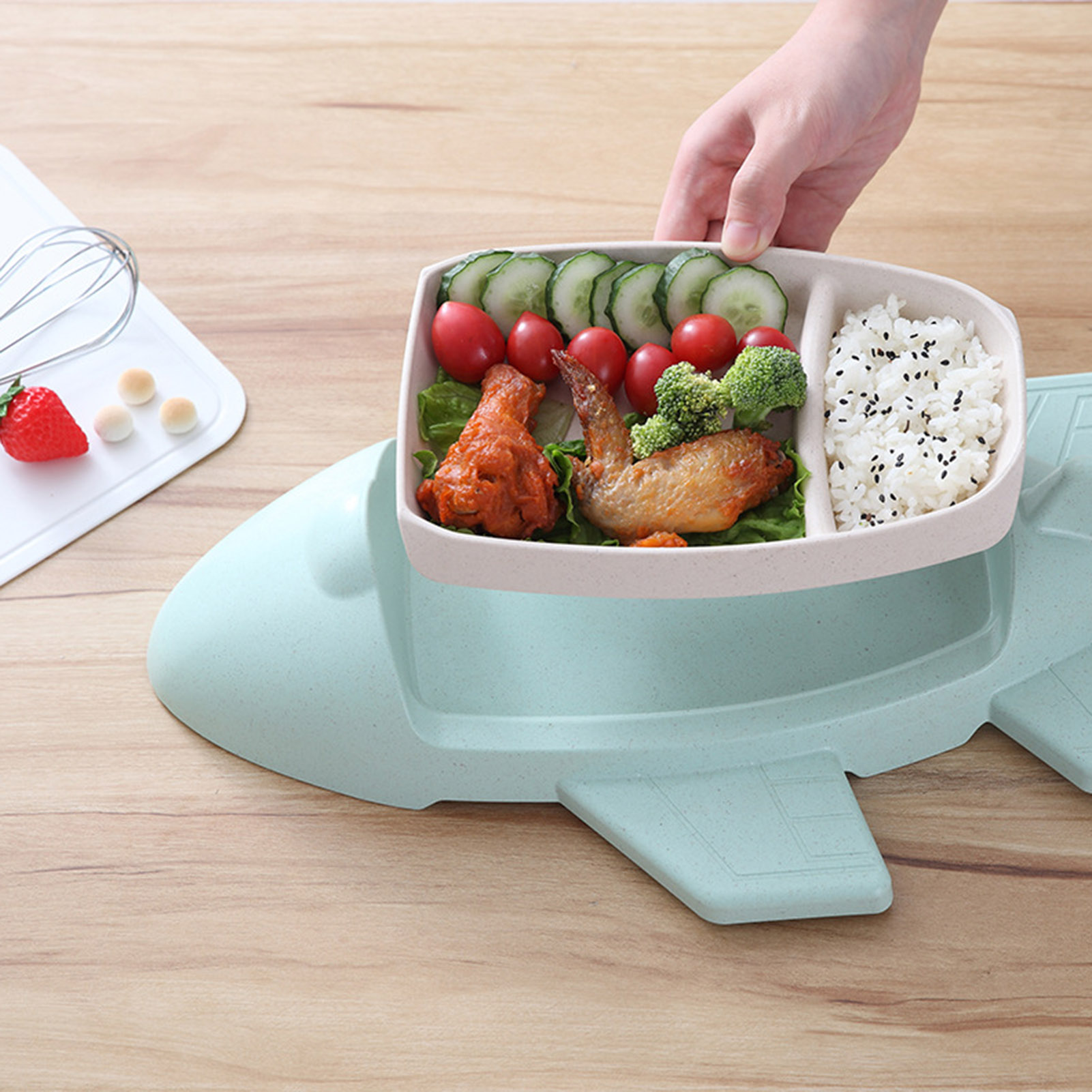 Grofry Baby Children Dish Cartoon Airplane Division Design Tableware Kids Dinnerware Food Bowl for Toddler