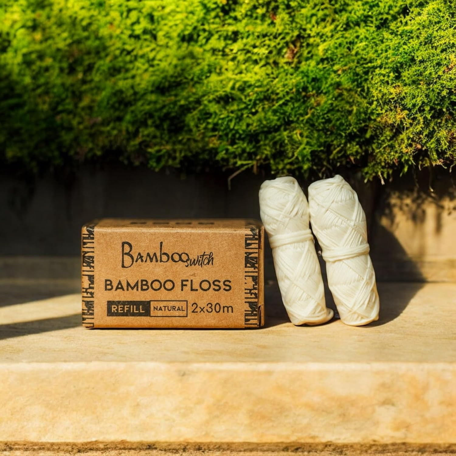 Bamboo White Dental Floss Refills (4 Spools), Eco-Friendly, Mint Bamboo Fiber, Vegan, Plastic-Free