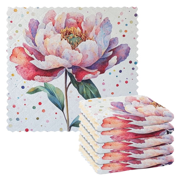 6 Pieces of Kitchen Towels 11x11Inch Kitchen Dish Cloths Kitchen Dish Towels Reuseable Cleaning Cloths Purple Watercolor Flowers