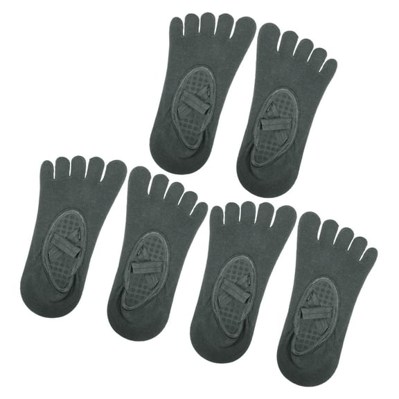 3 Pair Five Toe Socks Ballet Socks Non Slip with Grips Yoga Socks for Women Dark Gray