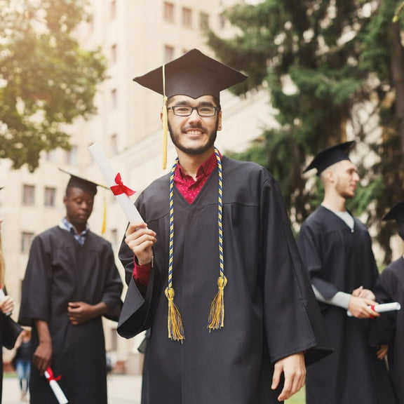 PENIKOKO Graduation Gown Set with Tassel 4 Pieces Polyester 170cm Length Cap and Robe for Ceremony