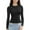 Black, variant on Women's Long Sleeve Round Neck Basic Solid Crop Top for Workout and Yoga with Tight Slim Fit