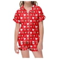 thumbnail image 3 of WEAIXIMIUNG Kids' Christmas Classic Print Button Down Collar Short Sleeve Top & Shorts Pajama Set 4-5 Years, 3 of 6