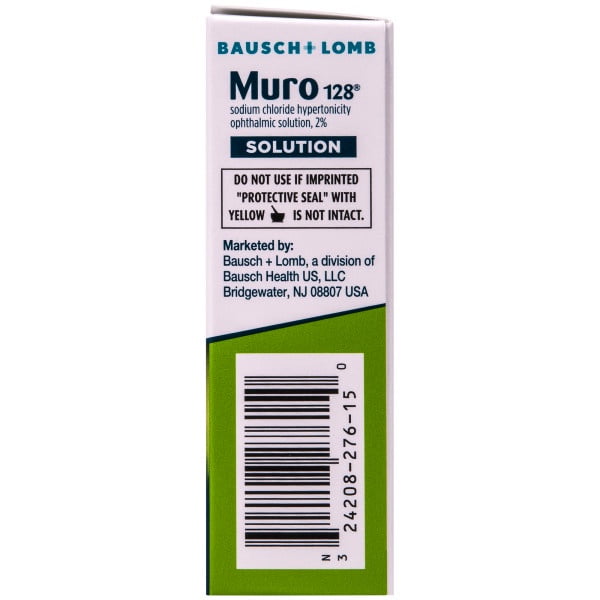 Muro 128 2% Sodium Chloride Hypertonicity Ophthalmic Solution, from Bausch + Lomb, 0.5 Fl Oz (15 mL)