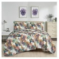 Passion 3Piece Floral Quilt Set King Multicolor Purple Red Blue