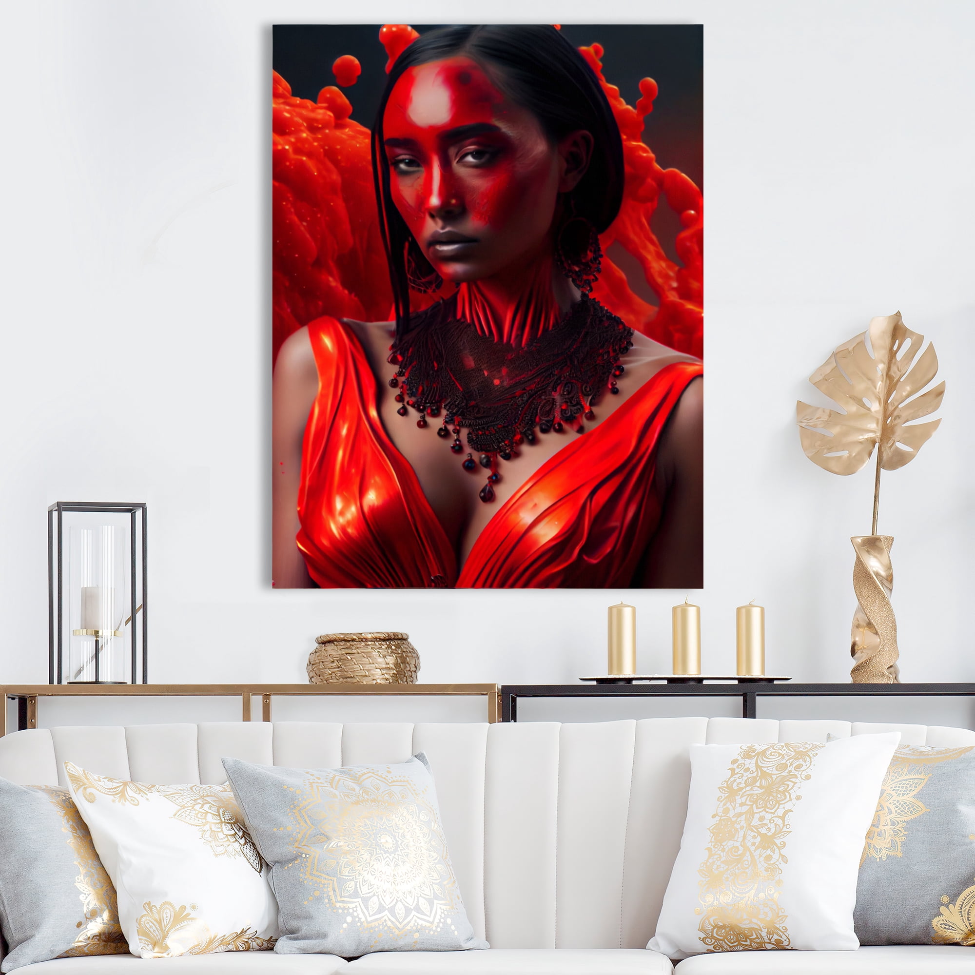 Designart Volcano Queen Woman Portrait III Canvas Wall Art