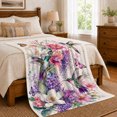 thumbnail image 6 of Three Hummingbirds With Cascading Flowers for Hummingbird Enthusiasts, Expressive Floral Watercolor Illustration Home Decor for Living Room and Bedroom, Mother's Day Gift and Cozy Flannel Blanket, 6 of 7
