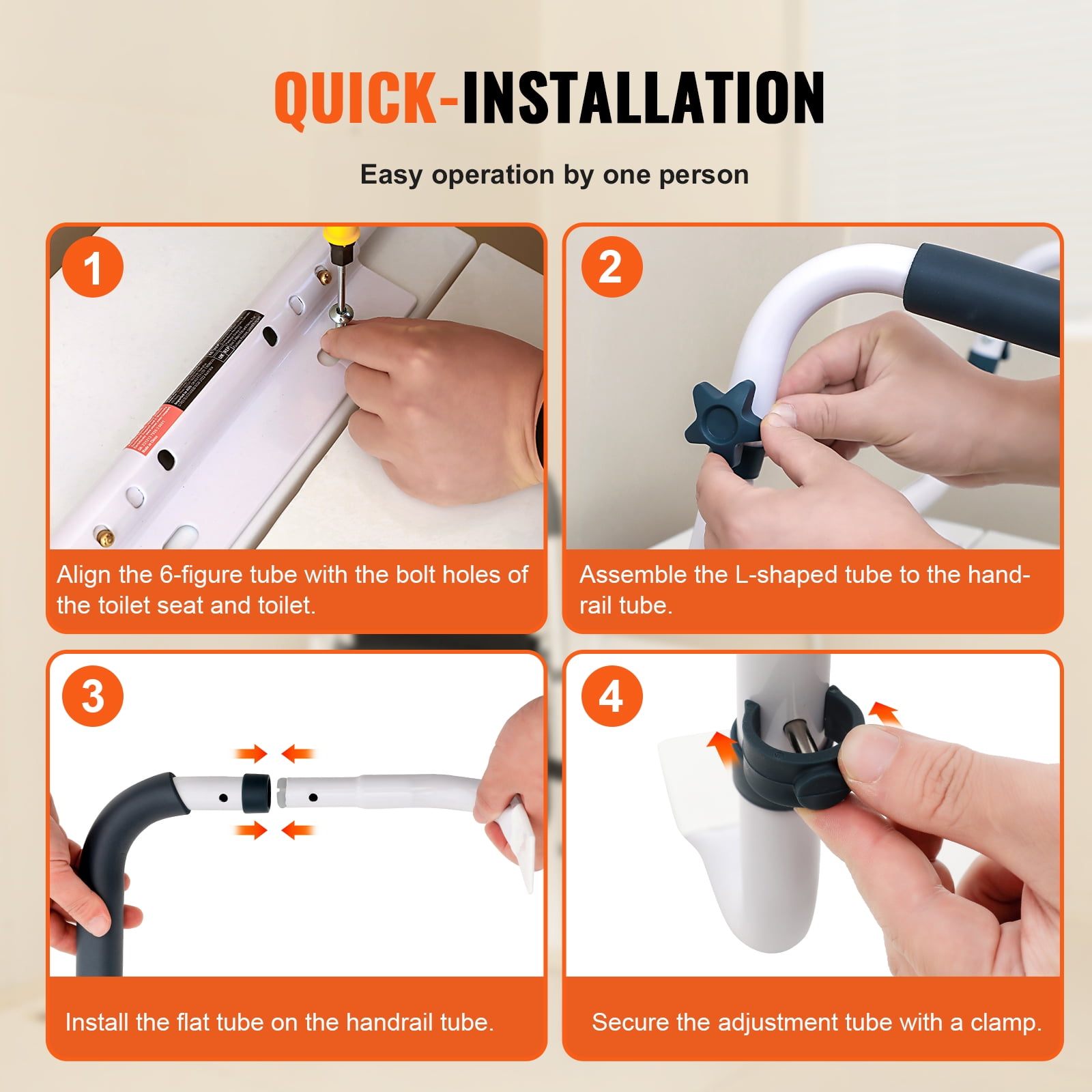 KFFKFF Toilet Safety Rail Seat Frame for Elderly Adjustable Handrail Grab Bar
