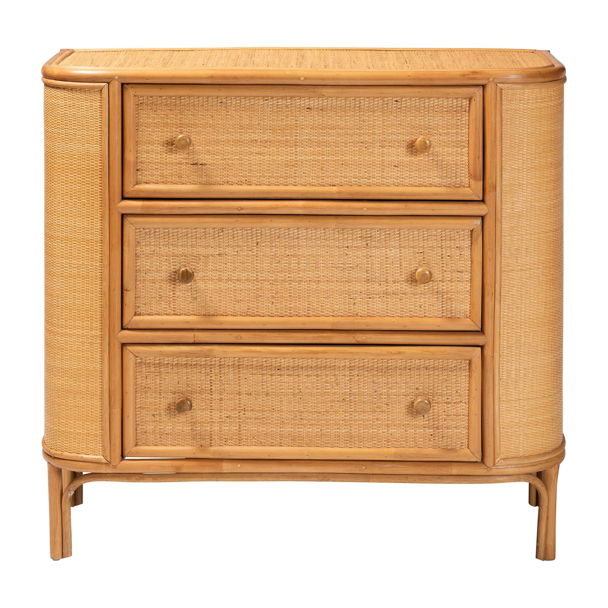 bali & pari Radenza Boho Storage Cabinet, 3-Drawer, Light Honey