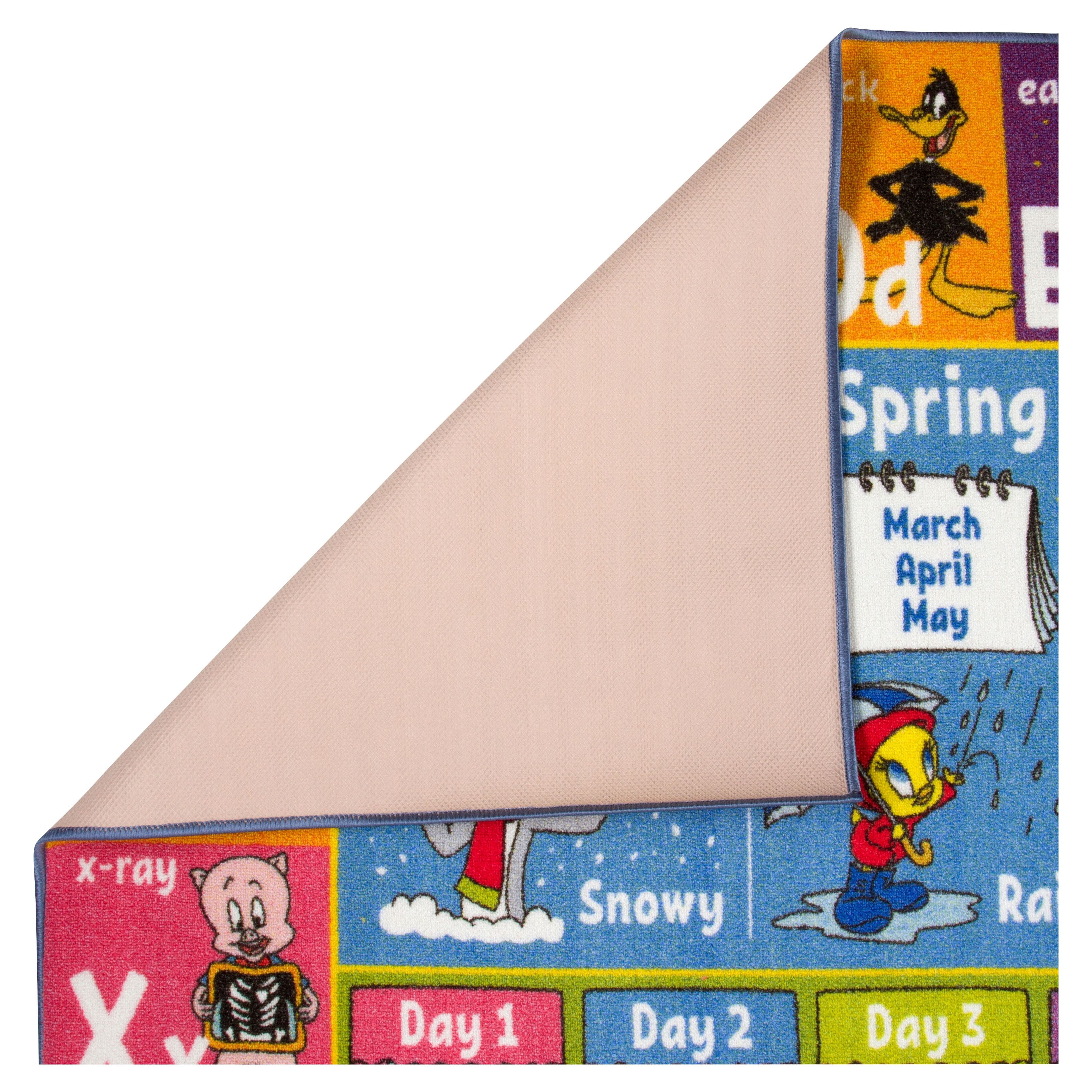KC Cubs | Looney Tunes ABC Alphabet, Seasons, Months and Days of The Week Educational Learning & Game Area Rug Carpet for Kids and Children Bedrooms and Playroom