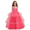thumbnail image 2 of Little Big Girl Flower Tulle Dress Princess Pageant Birthday Party Wedding Formal Floor Long Dance Evening Maxi Gown, 2 of 6