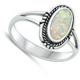 thumbnail image 4 of CHOOSE YOUR COLOR Cocktail White Simulated Opal Ring .925 Sterling Silver Band CZ Female Size 4, 4 of 4