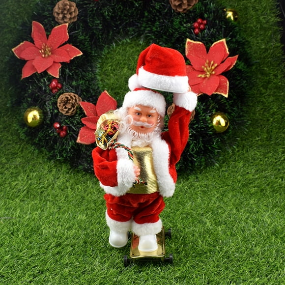 Boovnll Musical Skateboarding Santa Claus With Moving Hat Electric Toy Christmas Gift Requires 3 AA Batteries Not Included