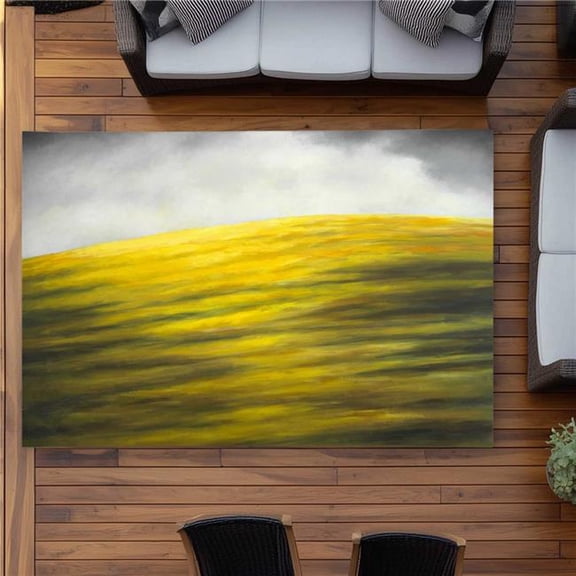 Begin Home Decor C1ROAR579EKO8W 5 x 7 ft. Yellow Hill - Contemporary Yellow Outdoor Rectangle Area Rug for Decor