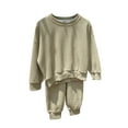 thumbnail image 4 of Sweatsuits Toddler Kids 2 Piece Waffle Knit Crewneck Sweatshirt and Joggers Pant Sets Sports Casual Fall Outfits (10 Years, Green), 4 of 4